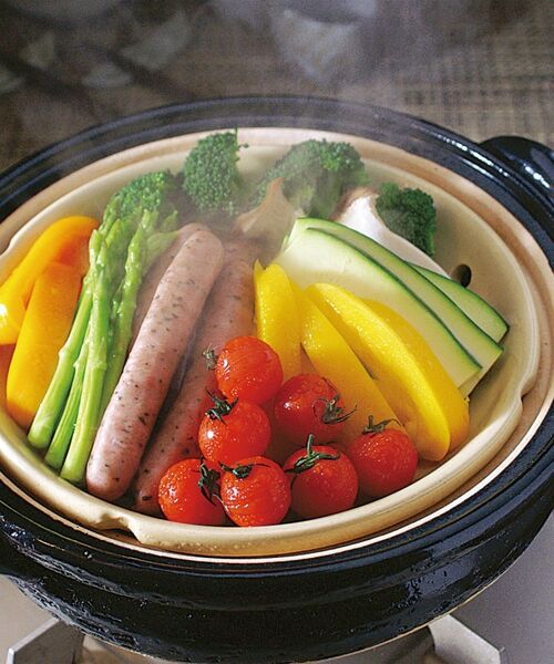 212 KITCHEN STORE / トゥーワントゥーキッチン ストア キッチンツール | 長谷園 ヘルシー蒸し鍋 黒（大） | 詳細1