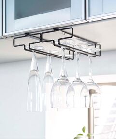 212 KITCHEN STORE / トゥーワントゥーキッチン ストア キッチンツール | 戸棚下ワイングラスハンガー ダブル BK 山崎実業 ＜tower タワー＞
