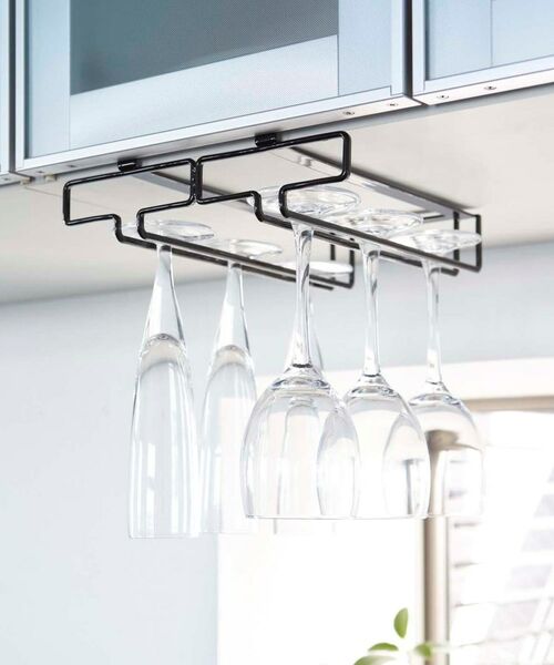 212 KITCHEN STORE / トゥーワントゥーキッチン ストア キッチンツール | 戸棚下ワイングラスハンガー ダブル BK 山崎実業 ＜tower タワー＞ | 詳細1
