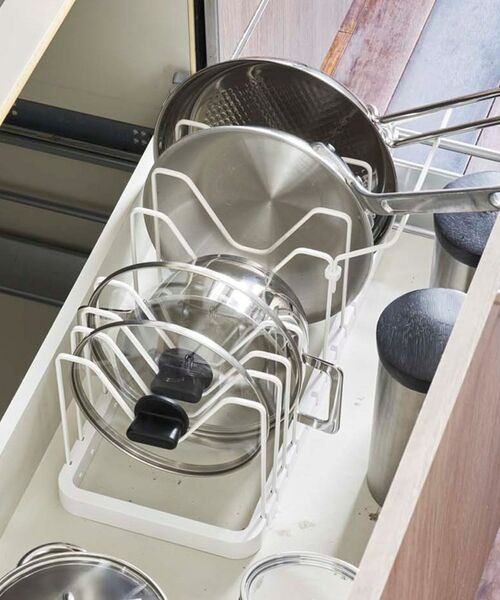 212 KITCHEN STORE / トゥーワントゥーキッチン ストア キッチンツール | シンク下伸縮鍋蓋&フライパンスタンド WH 山崎実業 ＜tower タワー＞ | 詳細3