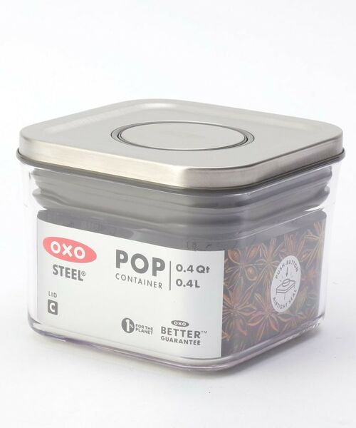 212 KITCHEN STORE / トゥーワントゥーキッチン ストア キッチンツール | OXO (オクソー) ステンレスポップコンテナ スモールスクエア (ミニ) 0.4L | 詳細1
