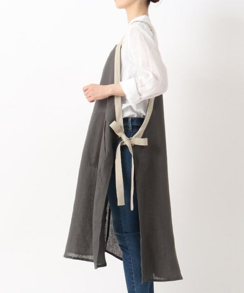 212 KITCHEN STORE / トゥーワントゥーキッチン ストア インテリア・生活雑貨・ホビー・ステーショナリー | リネン サイドリボンエプロン GY ＜212Kオリジナル＞ | 詳細2
