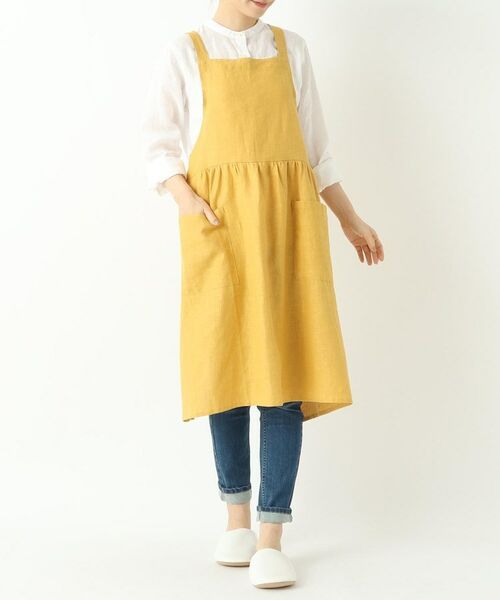 212 KITCHEN STORE / トゥーワントゥーキッチン ストア インテリア・生活雑貨・ホビー・ステーショナリー | リネンギャザーワンピースエプロン ヤマブキ ＜LINEN&BASIC リネンアンドベーシック＞ | 詳細9