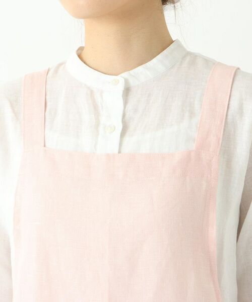 212 KITCHEN STORE / トゥーワントゥーキッチン ストア インテリア・生活雑貨・ホビー・ステーショナリー | リネンギャザーワンピースエプロン チェリーピンク ＜LINEN&BASIC リネンアンドベーシック＞ | 詳細4