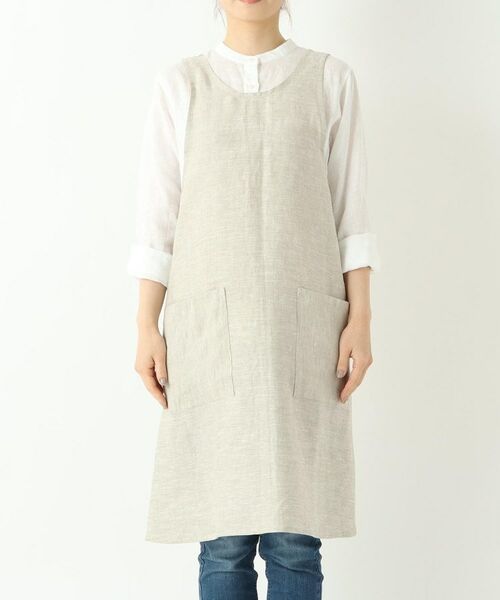 212 KITCHEN STORE / トゥーワントゥーキッチン ストア インテリア・生活雑貨・ホビー・ステーショナリー | スルーワンピースエプロン オートミール ＜LINEN&BASIC リネンアンドベーシック＞ | 詳細1