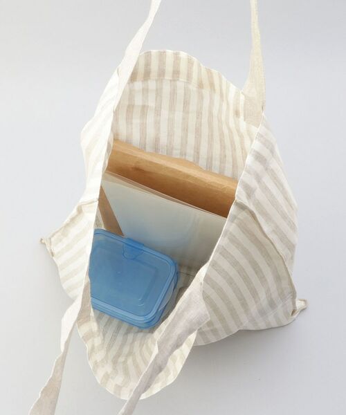 212 KITCHEN STORE / トゥーワントゥーキッチン ストア バッグ | リネンストライプ エコバッグL IV×BE ＜212Kオリジナル ＞ | 詳細6