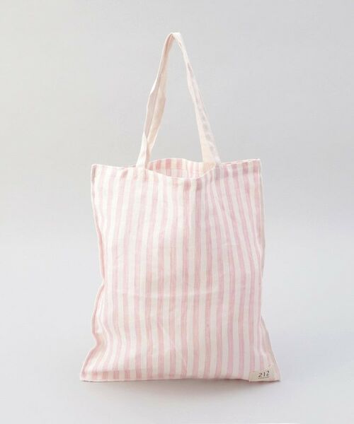212 KITCHEN STORE / トゥーワントゥーキッチン ストア バッグ | リネンストライプ エコバッグS WH×PK ＜212Kオリジナル ＞ | 詳細1