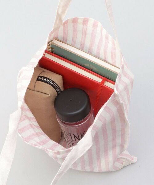 212 KITCHEN STORE / トゥーワントゥーキッチン ストア バッグ | リネンストライプ エコバッグS WH×PK ＜212Kオリジナル ＞ | 詳細6