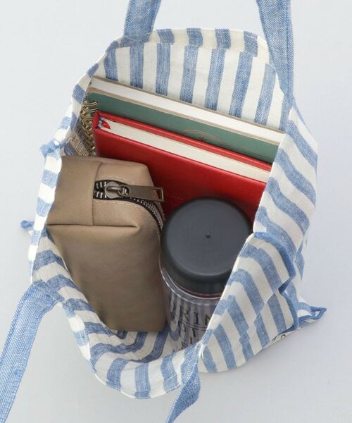 212 KITCHEN STORE / トゥーワントゥーキッチン ストア バッグ | リネンストライプ エコバッグS WH×BL ＜212Kオリジナル ＞ | 詳細6