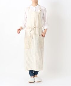 212 KITCHEN STORE / トゥーワントゥーキッチン ストア インテリア・生活雑貨・ホビー・ステーショナリー | リネンストライプ フルエプロン ホルターネック IV×BE ＜212Kオリジナル ＞