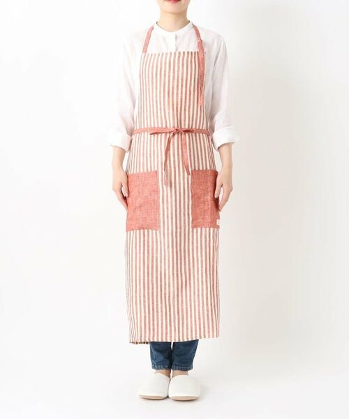 212 KITCHEN STORE / トゥーワントゥーキッチン ストア インテリア・生活雑貨・ホビー・ステーショナリー | リネンストライプ フルエプロン ホルターネック WH×RE ＜212Kオリジナル ＞ | 詳細1