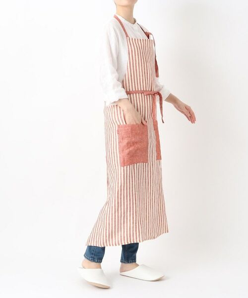 212 KITCHEN STORE / トゥーワントゥーキッチン ストア インテリア・生活雑貨・ホビー・ステーショナリー | リネンストライプ フルエプロン ホルターネック WH×RE ＜212Kオリジナル ＞ | 詳細9