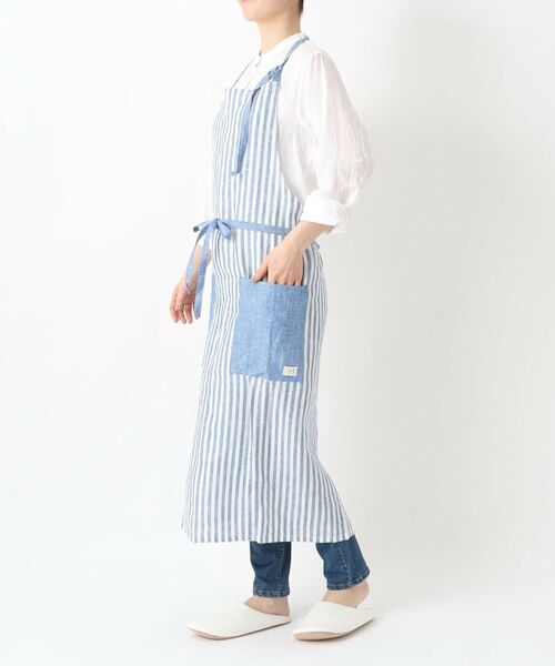 212 KITCHEN STORE / トゥーワントゥーキッチン ストア インテリア・生活雑貨・ホビー・ステーショナリー | リネンストライプ フルエプロン ホルターネック WH×BL ＜212Kオリジナル ＞ | 詳細9