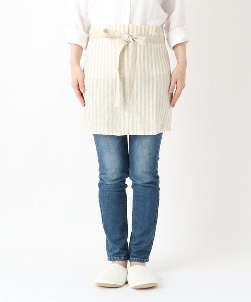 212 KITCHEN STORE / トゥーワントゥーキッチン ストア インテリア・生活雑貨・ホビー・ステーショナリー | リネンストライプ カフェエプロン IV×BE ＜212Kオリジナル ＞ | 詳細1