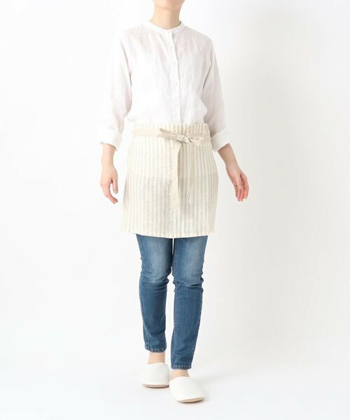212 KITCHEN STORE / トゥーワントゥーキッチン ストア インテリア・生活雑貨・ホビー・ステーショナリー | リネンストライプ カフェエプロン IV×BE ＜212Kオリジナル ＞ | 詳細7