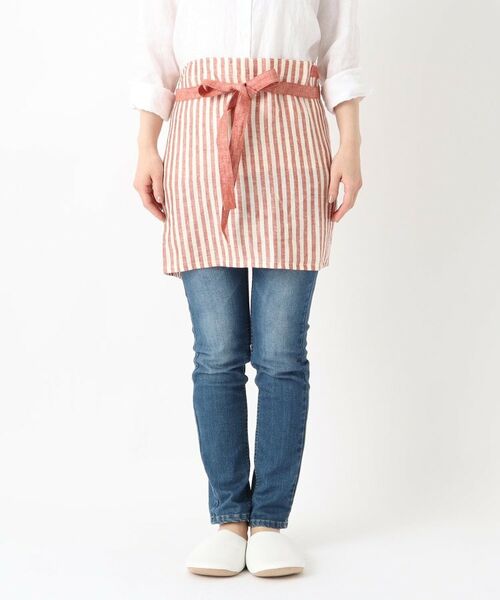 212 KITCHEN STORE / トゥーワントゥーキッチン ストア インテリア・生活雑貨・ホビー・ステーショナリー | リネンストライプ カフェエプロン WH×RE ＜212Kオリジナル ＞ | 詳細1