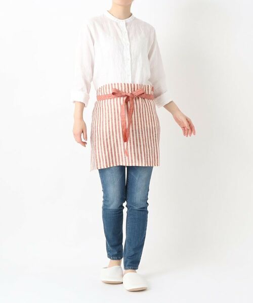 212 KITCHEN STORE / トゥーワントゥーキッチン ストア インテリア・生活雑貨・ホビー・ステーショナリー | リネンストライプ カフェエプロン WH×RE ＜212Kオリジナル ＞ | 詳細7