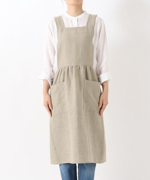 212 KITCHEN STORE / トゥーワントゥーキッチン ストア インテリア・生活雑貨・ホビー・ステーショナリー | リネンショルダーワンピエプロン キナリ | 詳細1