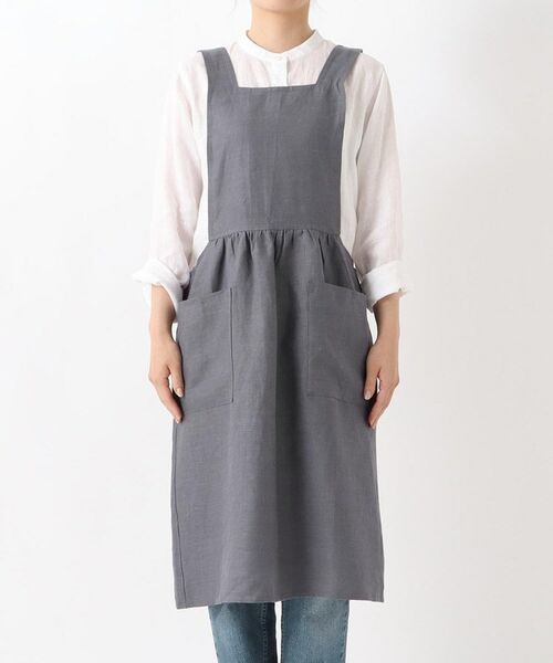 212 KITCHEN STORE / トゥーワントゥーキッチン ストア インテリア・生活雑貨・ホビー・ステーショナリー | リネンショルダーワンピエプロン グレー | 詳細1