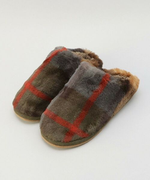 212 KITCHEN STORE / トゥーワントゥーキッチン ストア インナー・ルームウェア | スリッパ チェックファー M GY | 詳細1