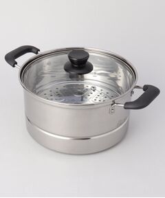 212 KITCHEN STORE / トゥーワントゥーキッチン ストア キッチンツール | 蒸し処 ステンレス製ガラス蓋付深型鍋22cm(目皿付)