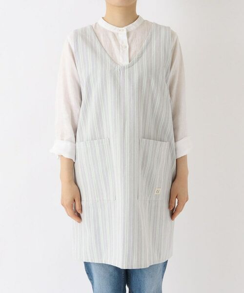 212 KITCHEN STORE / トゥーワントゥーキッチン ストア インテリア・生活雑貨・ホビー・ステーショナリー | ダブルストライプ フルエプロン GY ＜212Kオリジナル＞ | 詳細1