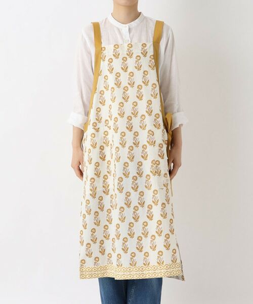 212 KITCHEN STORE / トゥーワントゥーキッチン ストア インテリア・生活雑貨・ホビー・ステーショナリー | ブロックプリント フルエプロン YE ＜212Kオリジナル＞ | 詳細1