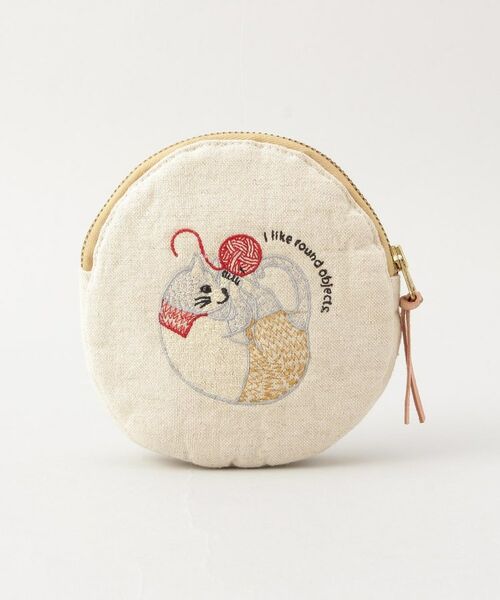 212 KITCHEN STORE / トゥーワントゥーキッチン ストア ポーチ | コットンリネン刺繍ポーチ ネコ | 詳細1