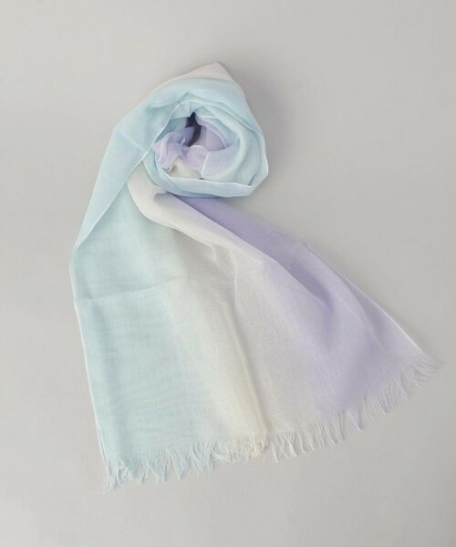 212 KITCHEN STORE / トゥーワントゥーキッチン ストア マフラー・ショール・スヌード・ストール | 軽くて柔らかいシルク混ストールバネル 藤×薄青緑 ＜絹屋＞ | 詳細1
