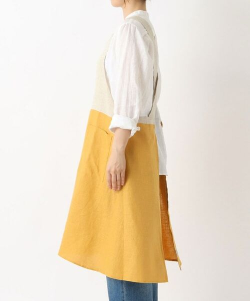 212 KITCHEN STORE / トゥーワントゥーキッチン ストア インテリア・生活雑貨・ホビー・ステーショナリー | リネンバイカラースルーエプロン ヤマブキ ＜LINEN&BASIC リネンアンドベーシック＞ | 詳細2