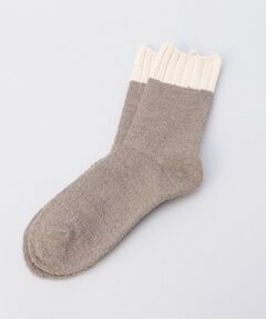 212 KITCHEN STORE / トゥーワントゥーキッチン ストア ソックス | 内側シルク2重編み ウール混 もこもこ靴下 茶色 ＜絹屋＞