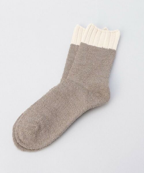 212 KITCHEN STORE / トゥーワントゥーキッチン ストア ソックス | 内側シルク2重編み ウール混 もこもこ靴下 茶色 ＜絹屋＞ | 詳細1