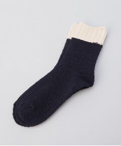 212 KITCHEN STORE / トゥーワントゥーキッチン ストア ソックス | 内側シルク2重編み ウール混 もこもこ靴下 紺色 ＜絹屋＞