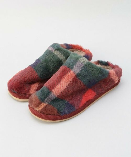 212 KITCHEN STORE / トゥーワントゥーキッチン ストア インテリア・インテリア雑貨 | チェックファー スリッパ レッド | 詳細1