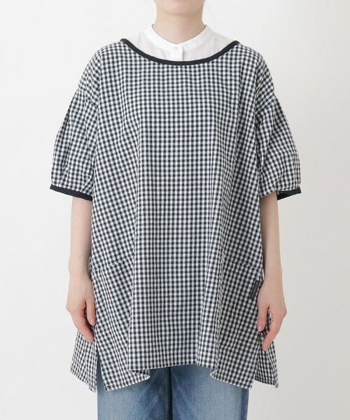 212 KITCHEN STORE / トゥーワントゥーキッチン ストア インテリア・生活雑貨・ホビー・ステーショナリー | ギンガムサッカー半袖かっぽう着 BK | 詳細1