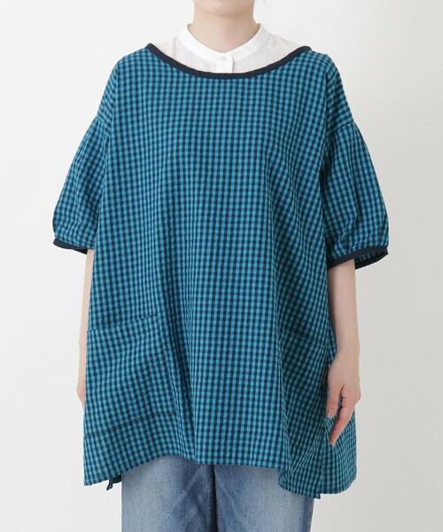 212 KITCHEN STORE / トゥーワントゥーキッチン ストア インテリア・生活雑貨・ホビー・ステーショナリー | ギンガムサッカー半袖かっぽう着 BL | 詳細1