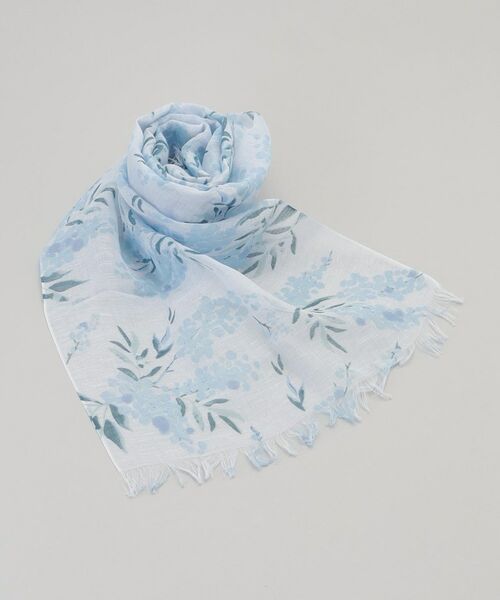 212 KITCHEN STORE / トゥーワントゥーキッチン ストア マフラー・ショール・スヌード・ストール | チクチクしない麻ストールミモザのブーケ 50 ブルー | 詳細1