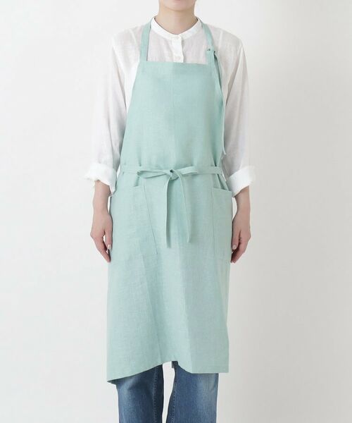 212 KITCHEN STORE / トゥーワントゥーキッチン ストア インテリア・生活雑貨・ホビー・ステーショナリー | リネンのネックエプロン フリー ミント ＜LINEN&BASIC リネンアンドベーシック＞ | 詳細1