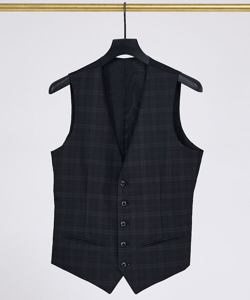 5351POUR LES HOMMES / 5351プール・オム ベスト | ブラックチェックジレ | 詳細1