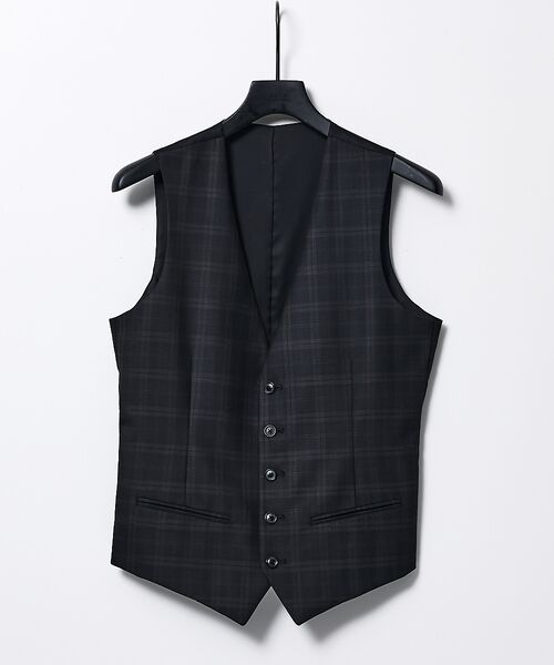 5351POUR LES HOMMES / 5351プール・オム ベスト | ブラックチェックジレ（ブラック）