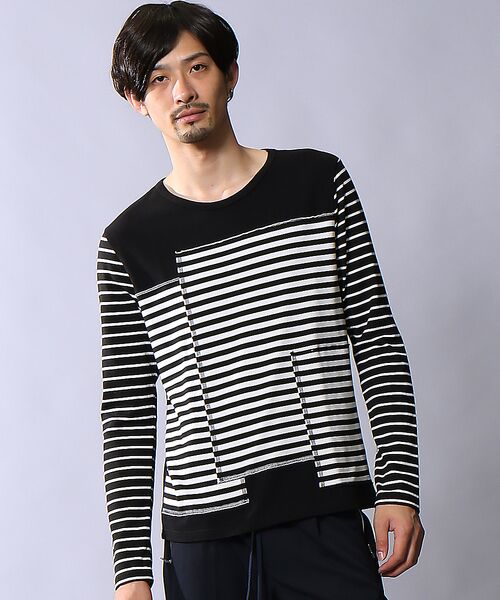 5351POUR LES HOMMES / 5351プール・オム Tシャツ | モンタージュボーダーカットソー | 詳細1