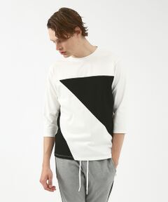 5351POUR LES HOMMES / 5351プール・オム Tシャツ | 異素材スラッシュ七分袖Tシャツ