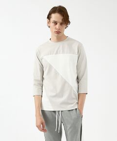 5351POUR LES HOMMES / 5351プール・オム Tシャツ | 異素材スラッシュ七分袖Tシャツ