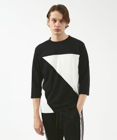 5351POUR LES HOMMES / 5351プール・オム Tシャツ | 異素材スラッシュ七分袖Tシャツ