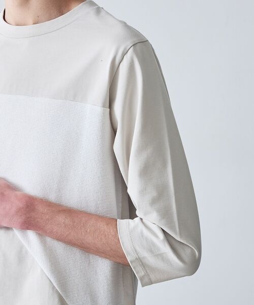 5351POUR LES HOMMES / 5351プール・オム Tシャツ | 異素材スラッシュ七分袖Tシャツ | 詳細8