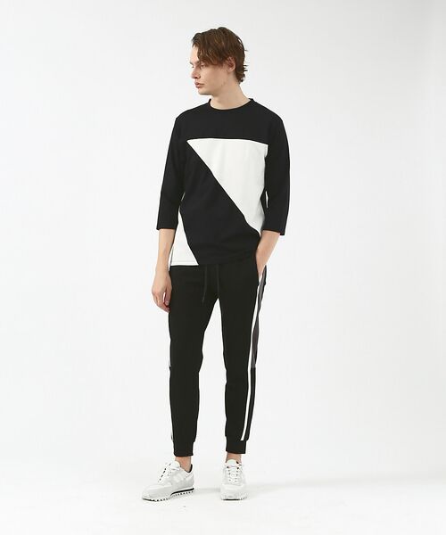 5351POUR LES HOMMES / 5351プール・オム Tシャツ | 異素材スラッシュ七分袖Tシャツ | 詳細5