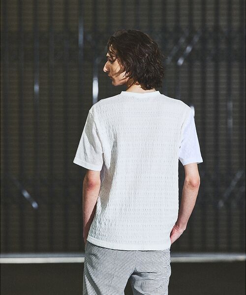 5351POUR LES HOMMES / 5351プール・オム Tシャツ | パッチワーク  PUレザー Vネック 半袖 Tシャツ | 詳細3