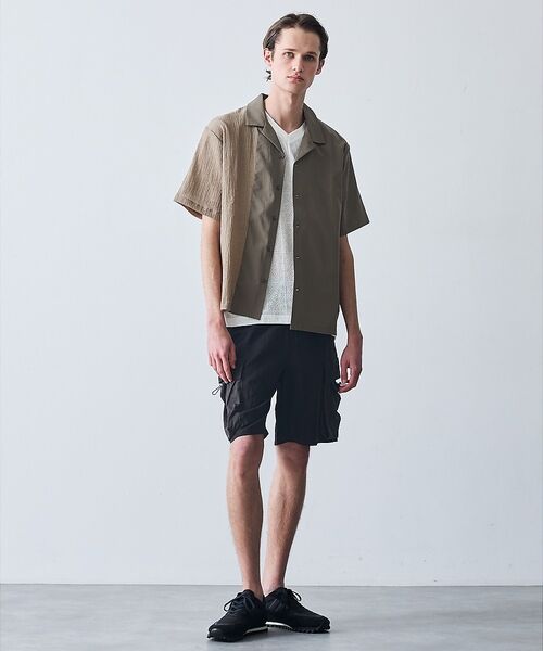 5351POUR LES HOMMES / 5351プール・オム Tシャツ | パッチワーク PUレザー Vネック 半袖 Tシャツ | 詳細5
