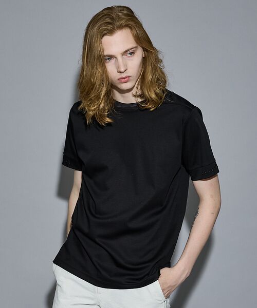 専用品！ 5351プールオム 光沢 ストライプ シワ加工 カットソー 2 スタッズ 半袖 Tシャツ （Tシャツ）｜5351POUR LES HOMMES