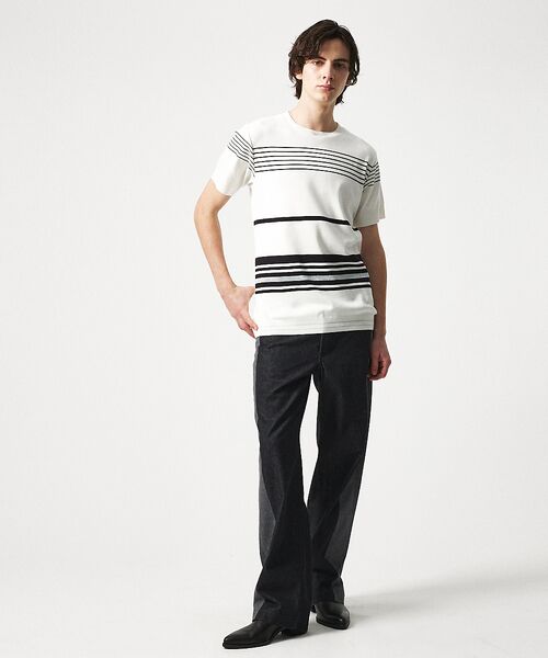 5351POUR LES HOMMES / 5351プール・オム Tシャツ | 【定番人気】セーターマシーン ボーダー クルーネック ニット Tシャツ | 詳細2